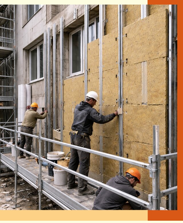 Утепление вентилируемого фасада в Коломне от 5678 руб/м2 — монтаж и утепление вентфасад | ТепломастерКлм